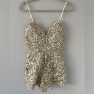 Selfie Leslie Gold Embellished Romper